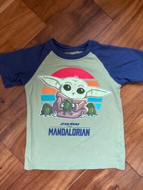 Star Wars Kids Grogu Raglan Tee - Green & Navy